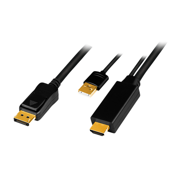 Logilink CH0091 HDMI-kábel, A/M + USB-A/M-DP/M, UHD 4K/30 Hz, 2 m