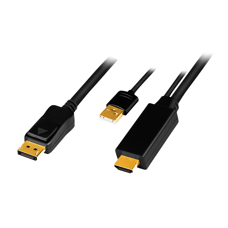 Logilink CH0091 HDMI-kábel, A/M + USB-A/M-DP/M, UHD 4K/30 Hz, 2 m