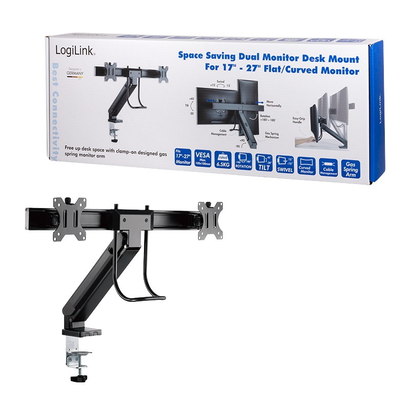 Logilink BP0102 Kettős monitortartó, 17 27", fogantyúval