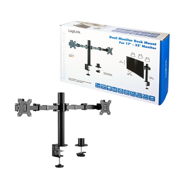 Logilink BP0106 Kettős monitortartó, 17-32" állítható karhossz