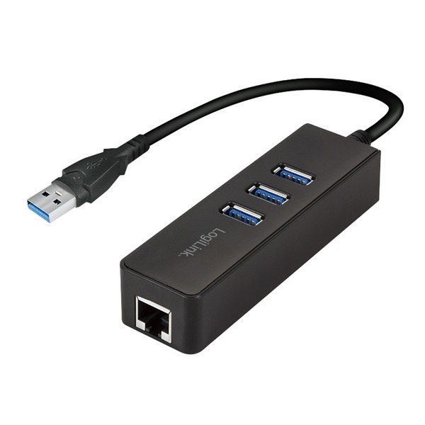 Logilink UA0173A USB 3.0 3-port hub Gigabit Ethernet adapterrel