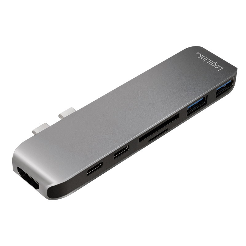 Logilink UA0302 USB 3.2 Gen 1 dokkoló állomás, 7 portos, PD, ezüst/fekete