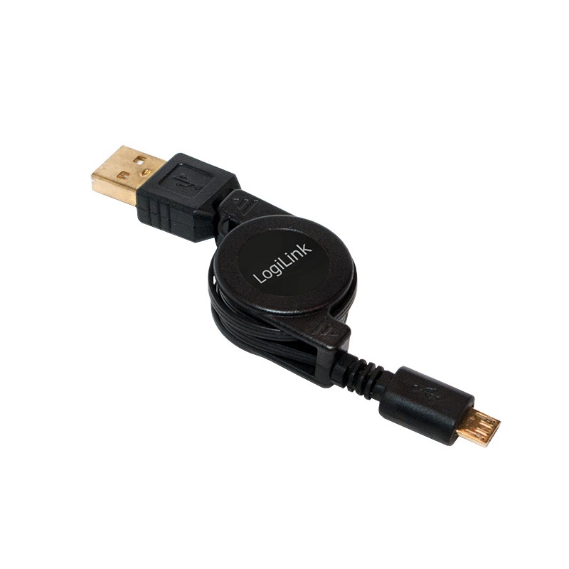 Logilink CU0090 USB Micro-B apa - USB A apa felcsévélhető kábel