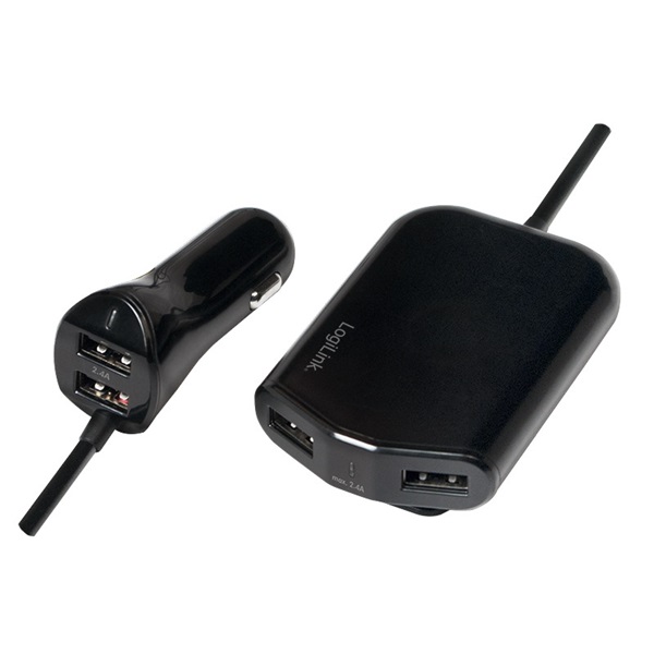 Logilink PA0149 USB autós töltő első és hátsó üléshez, 2x2 USB port, 2x 1