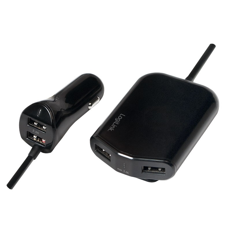 Logilink PA0149 USB autós töltő első és hátsó üléshez, 2x2 USB port, 2x 1