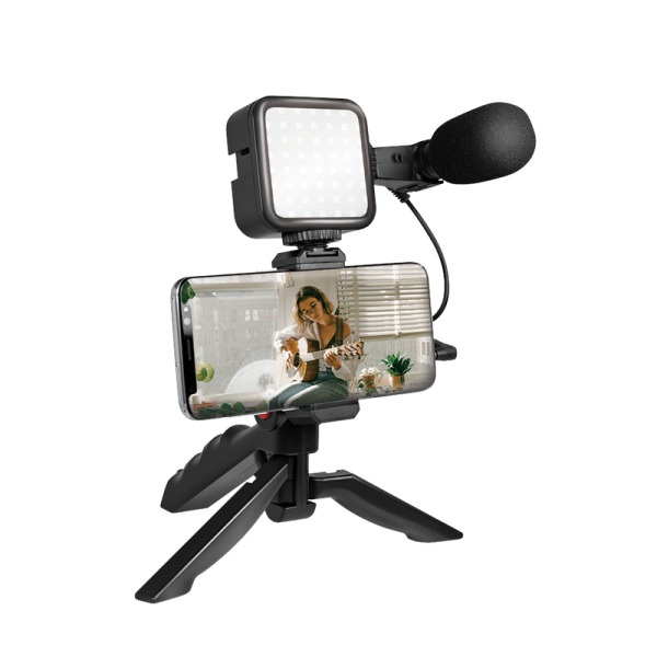 Logilink AA0157 Vlogger Kit LED fénnyel, mikrofonnal + állvánnyal, 4,7-7"-os okostelefonokhoz
