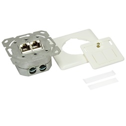 Logilink NP0023V kimenet, Cat.6 fali aljzat, fel 2xRJ45 STP, függőleges típus, tiszta fehér
