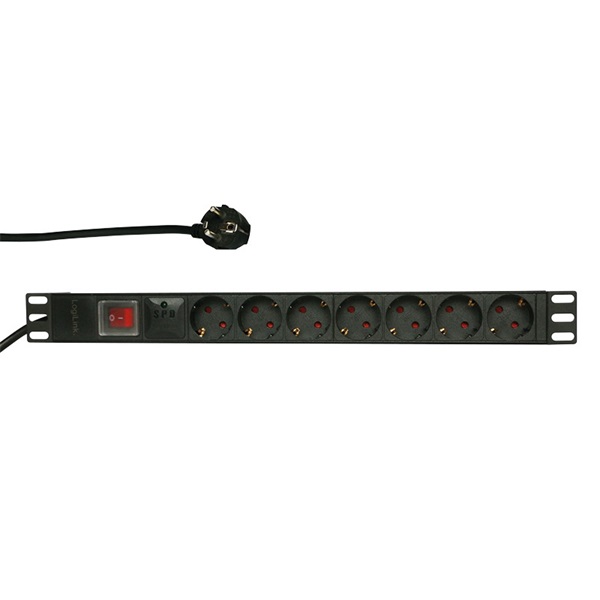 Logilink PDU7C01 19 "PDU 7 x CEE7 / 3 aljzat, túlfeszültség-védelemmel és kapcsolóval