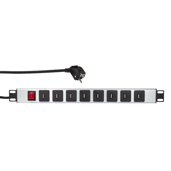 Logilink PDU8U01 19" PDU 8-as USB-A, kapcsolóval