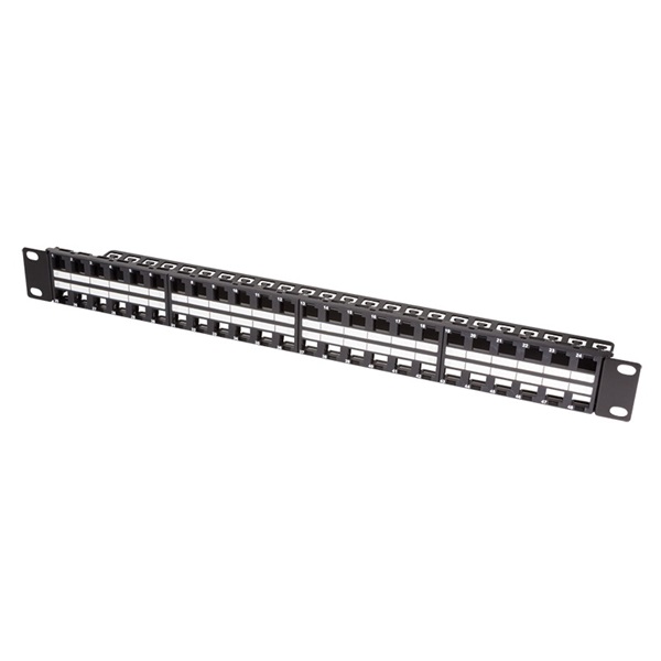Logilink NK4045 19" Patch panel 48 Keystone jack csatlakozóhoz, 1U, fekete