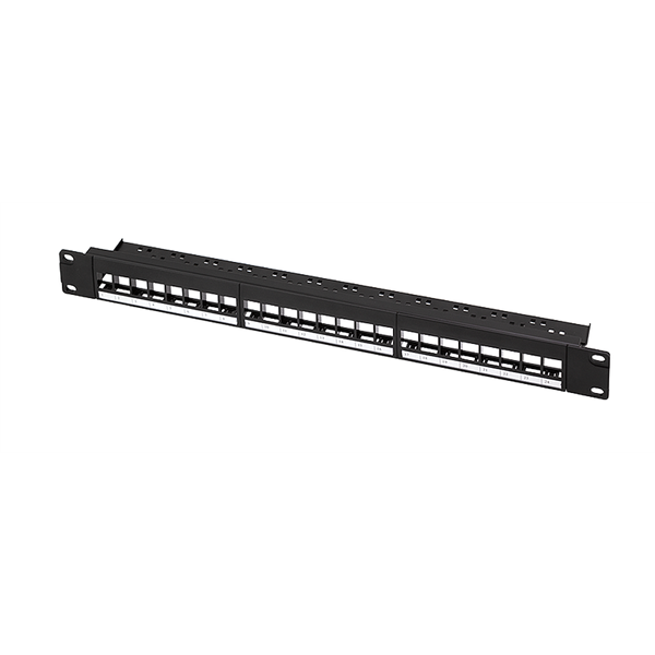 Logilink NK4065 19" patch panel 24 Keystone jack csatlakozóhoz, 1U, terheletlen, fekete