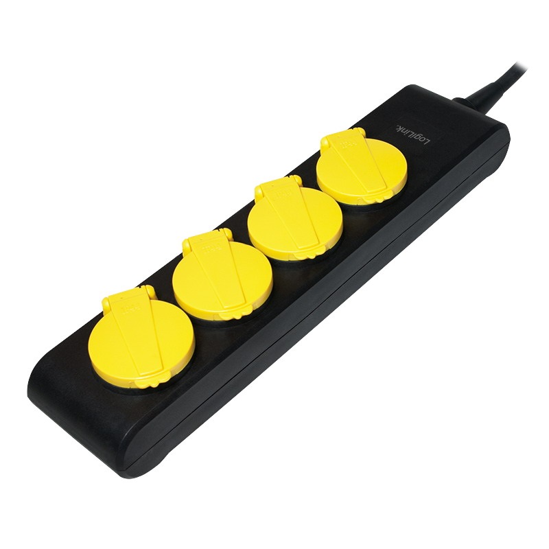 Logilink LPS212 Aljzat 4-es, 4x CEE 7/3, kültéri, 1,4 m, fekete/sárga