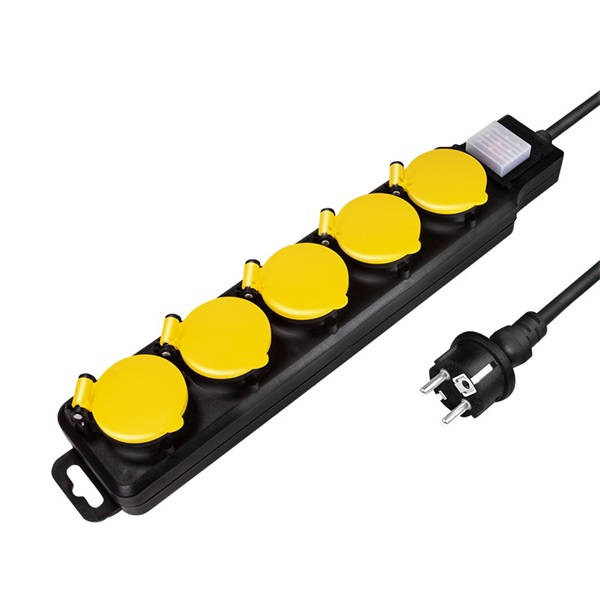 Logilink LPS255 Aljzat 5-ös + kapcsoló, 5x CEE 7/3, kültéri, 1,5 m, fekete/sárga