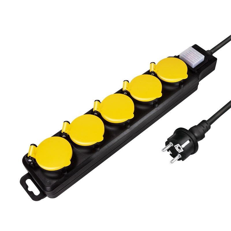Logilink LPS255 Aljzat 5-ös + kapcsoló, 5x CEE 7/3, kültéri, 1,5 m, fekete/sárga
