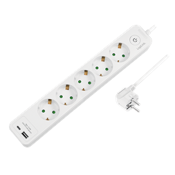 Logilink LPS280U Aljzat 5-utas + kapcsoló, 5x CEE 7/3, 1x USB-A, 1x USB-C, 1,5 m, fehér
