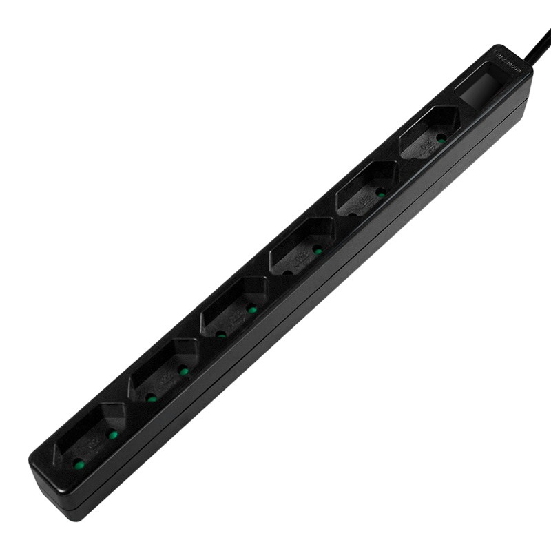Logilink LPS231B Aljzat 6-os, 6x CEE 7/3, vékony, 1,5 m, fekete