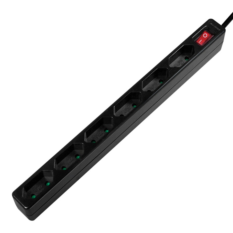 Logilink LPS232B Aljzat 6-os + kapcsoló, 6x CEE 7/16, vékony, 1,5 m, fekete