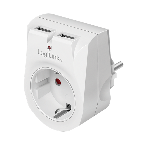 Logilink PA0246 Aljzatadapter, 1x CEE 7/3 + 2x USB-A