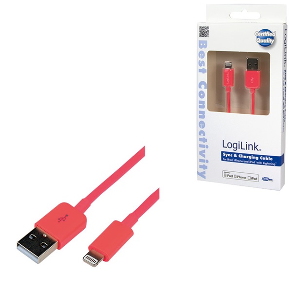 Logilink UA0200 Apple  Lightning - USB csatlakozó kábel, 1.00 m, piros