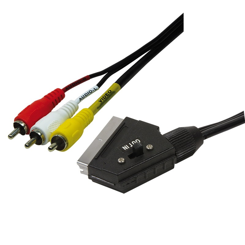 Logilink CA1029 Audio/Videó kábel, Scart/M - 3x RCA/M, fekete, 2 m