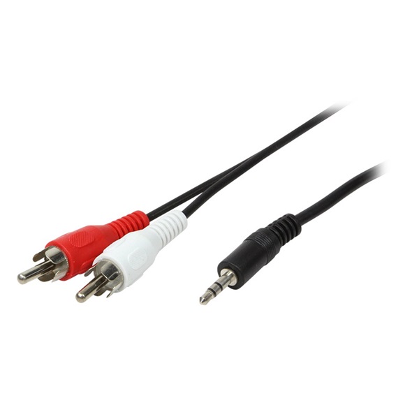 Logilink CA1042 Audiokábel, 3,5 mm-es 3 tűs/M-2x RCA/M, fekete, 1,5 m