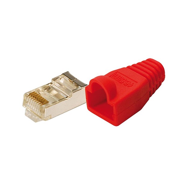Logilink MP0016 CAT-5 Moduláris csatlakozó, árnyékolt, törésgátlóval 100db, piros
