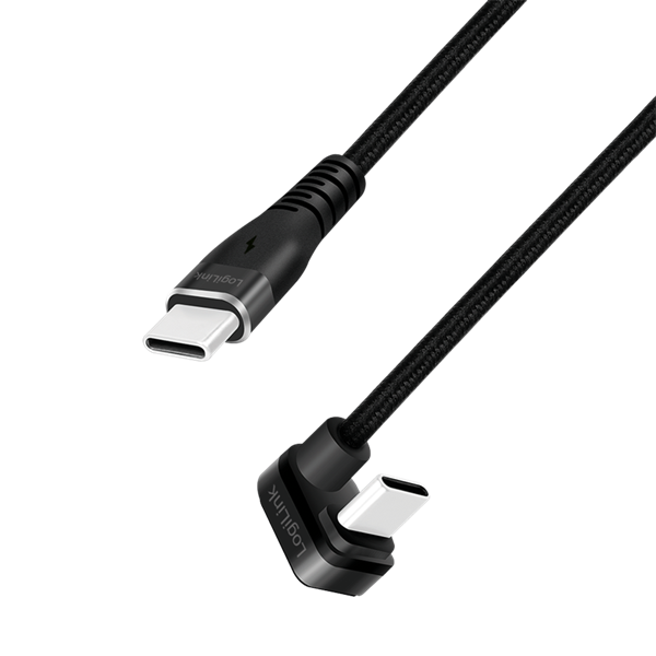 Logilink CU0190 USB 2.0 Type-C kábel, C/M 180 fok - USB-C/M, alu, fekete, 1 m