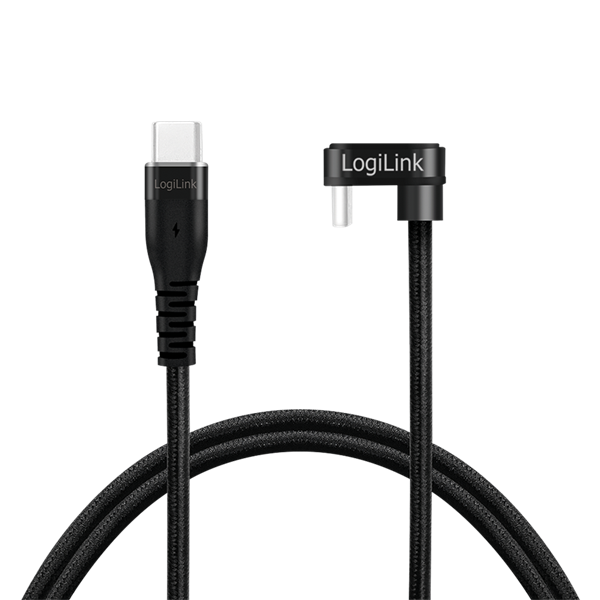Logilink CU0190 USB 2.0 Type-C kábel, C/M 180 fok - USB-C/M, alu, fekete, 1 m