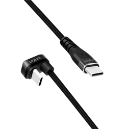 Logilink CU0190 USB 2.0 Type-C kábel, C/M 180 fok - USB-C/M, alu, fekete, 1 m