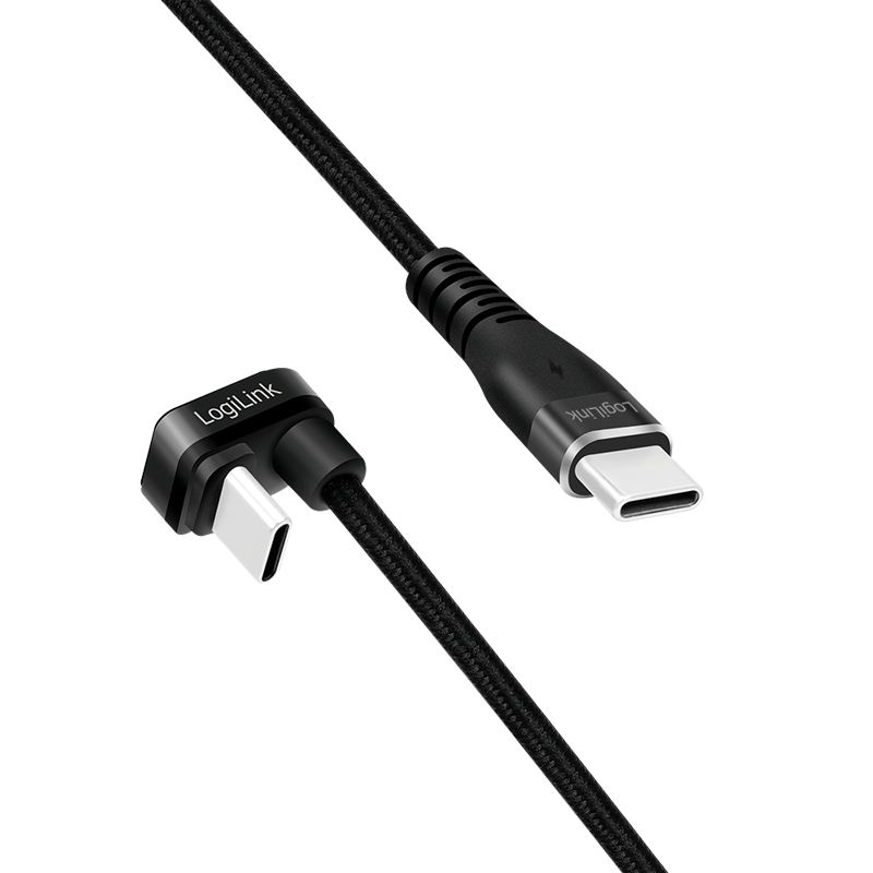 Logilink CU0190 USB 2.0 Type-C kábel, C/M 180 fok - USB-C/M, alu, fekete, 1 m