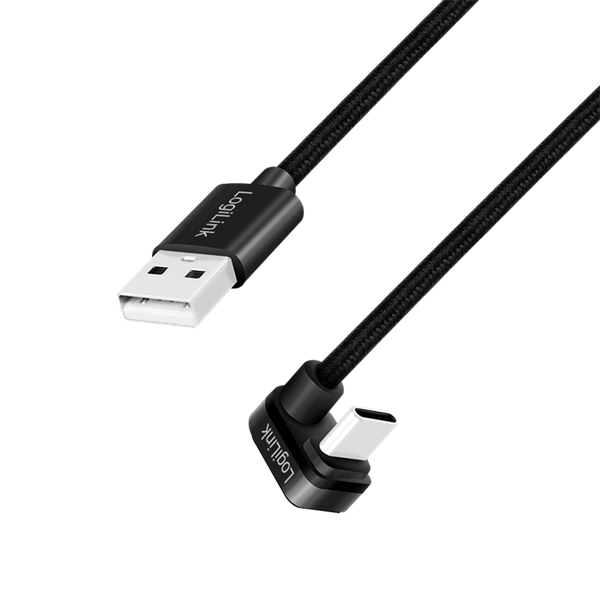 Logilink CU0192 USB 2.0 Type-C kábel, C/M 180 fok - USB-A/M, alu, fekete, 1 m