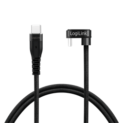 Logilink CU0194 USB 2.0 Type-C kábel, C/M 180 fok - USB-C/M, alu, fekete, 3 m