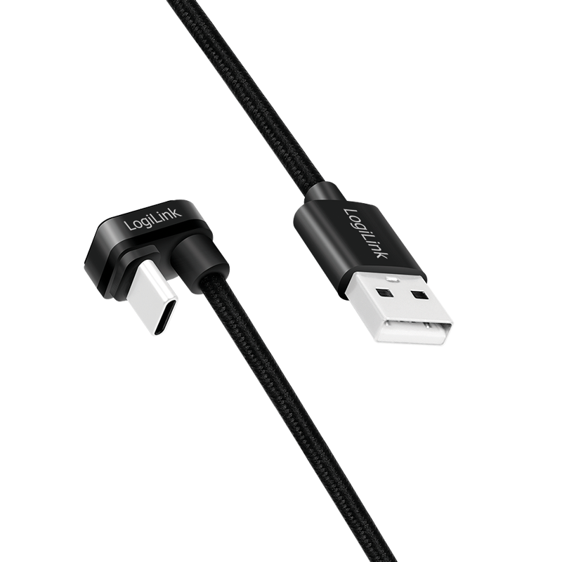 Logilink CU0195 USB 2.0 Type-C kábel, C/M 180 fok - USB-A/M, alu, fekete, 3 m