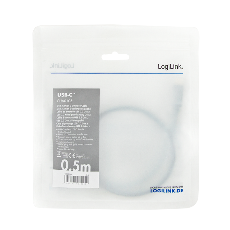 Logilink CUA0105 50cm USB 3.2 Gen2 Type-C apa - anya kábel