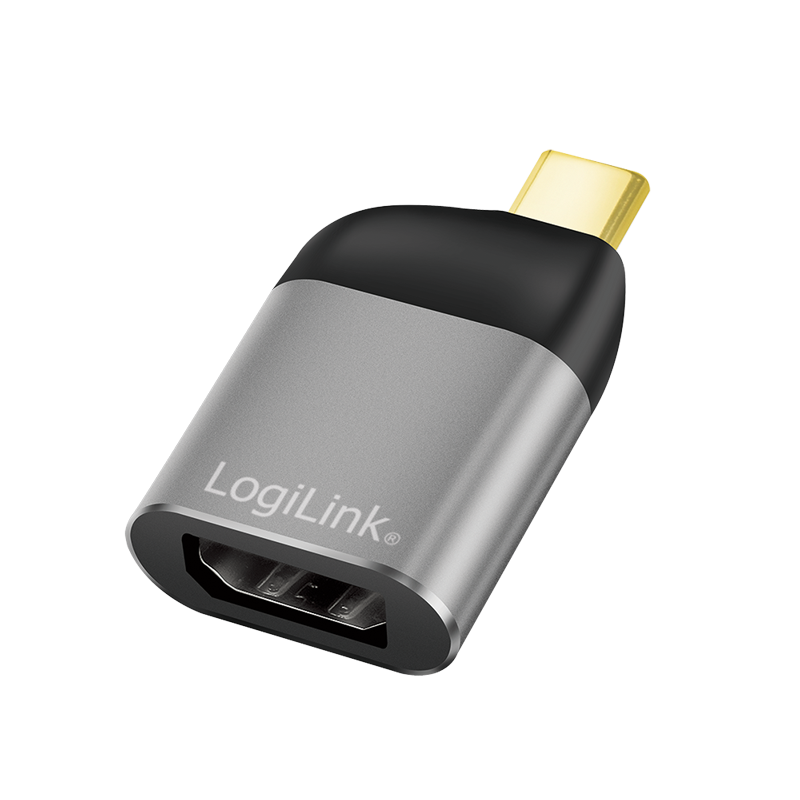 Logilink CUA0204 USB 3.2 Gen2 Type-C adapter, USB-C/M-DP/F, 8K, alu, fekete/szürke