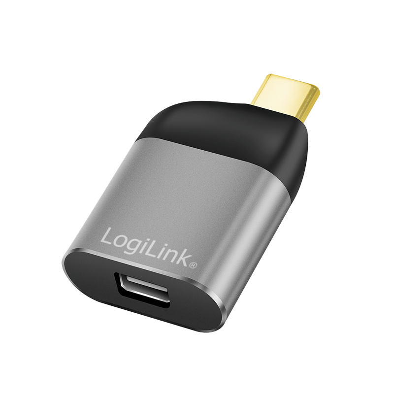 Logilink CUA0205 USB 3.2 Gen2 Type-C adapter, USB-C/M to mDP/F, 8K, alu, fekete/szürke