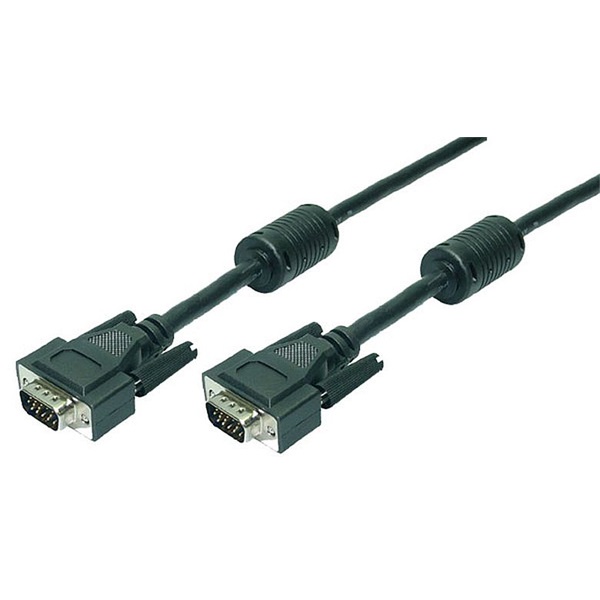 Logilink CV0001 VGA kábel, HD15/M   HD15/M, 1080p, 2x ferrit, fekete, 1,8 m