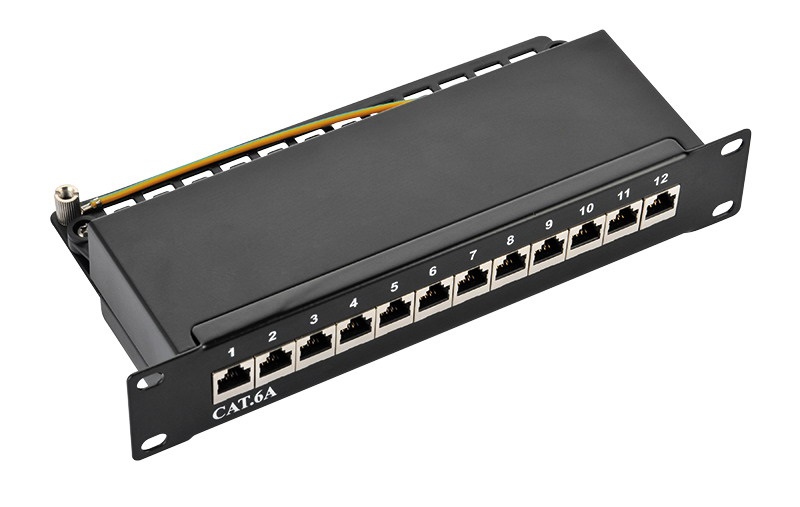 Logilink NP0052B Cat.6A Patch Panel 12-port 10", árnyékolt, fekete