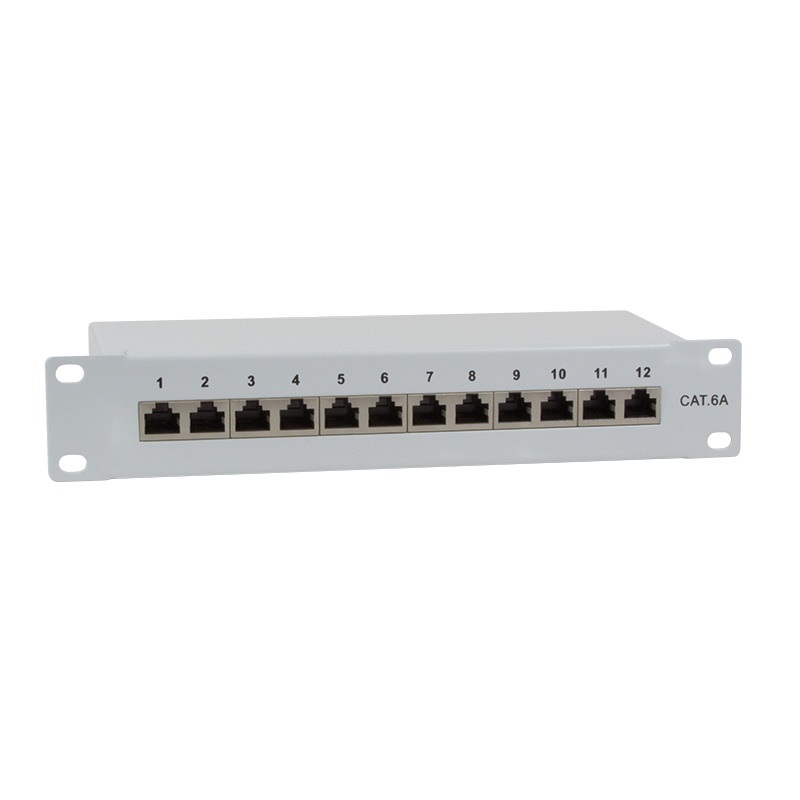 Logilink NP0052 Cat.6A Patch Panel 12-port 10", árnyékolt, szürke