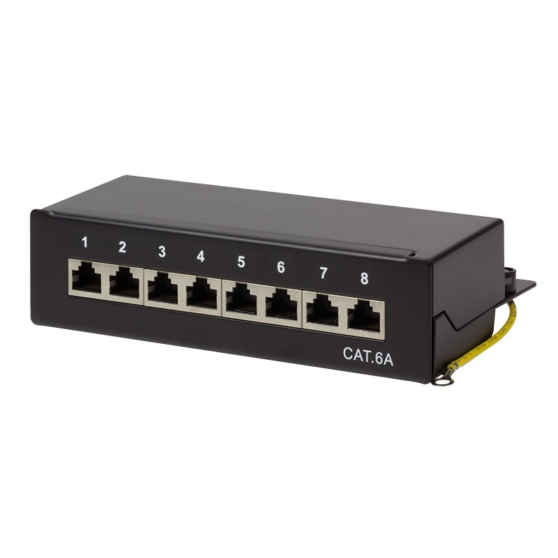 Logilink NP0018B Cat.6A Patch Panel 8 portos árnyékolt, asztali, fekete