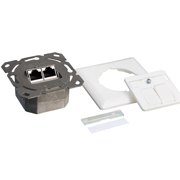 Logilink NP0126 Cat.6A fali aljzat UP+AP 2xRJ45 STP, jelzőfehér, vízszintes fehér