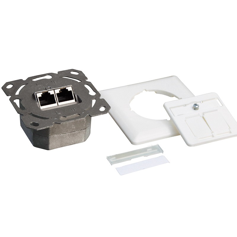 Logilink NP0126 Cat.6A fali aljzat UP+AP 2xRJ45 STP, jelzőfehér, vízszintes fehér