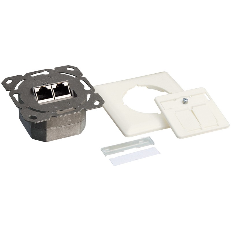 Logilink NP0124 Cat.6A fali aljzat UP+AP 2xRJ45 STP, tiszta fehér, jelzőfehér