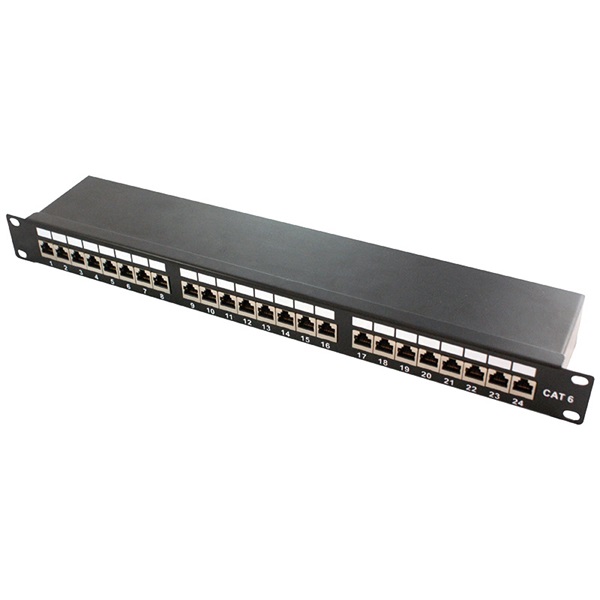 Logilink NP0061 Cat.6A patch panel 24-port STP, fekete