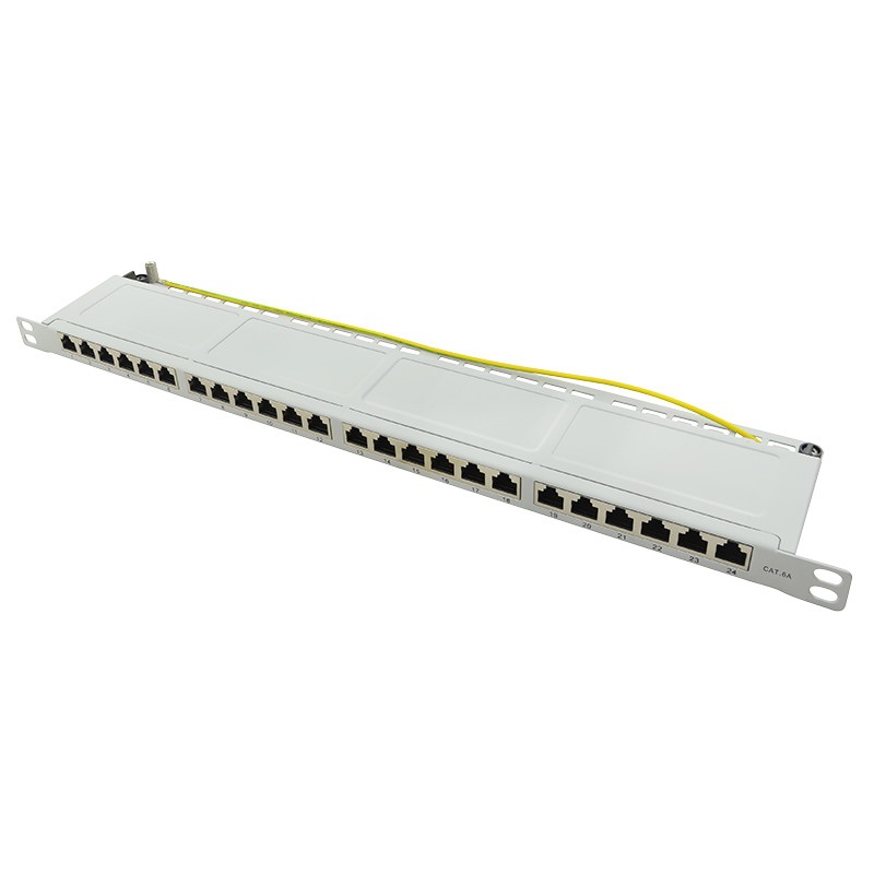 Logilink NP0062 Cat.6A patch panel 24-port STP, szürke, fél egység magasságú