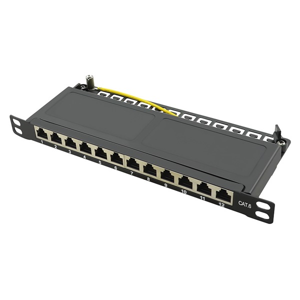 Logilink NP0069 Cat.6 Patch Panel 12-port 10", STP, fél egység magasság, fekete