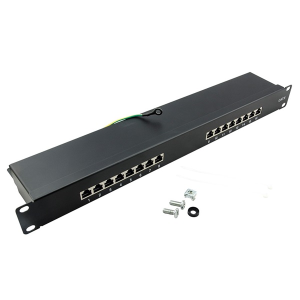 Logilink NP0057 Cat.6 Patch Panel 16-port 19" STP, fekete, EconLinie