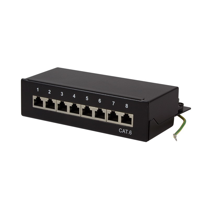 Logilink NP0017B Cat.6 Patch Panel 8 portos árnyékolt, asztali, fekete