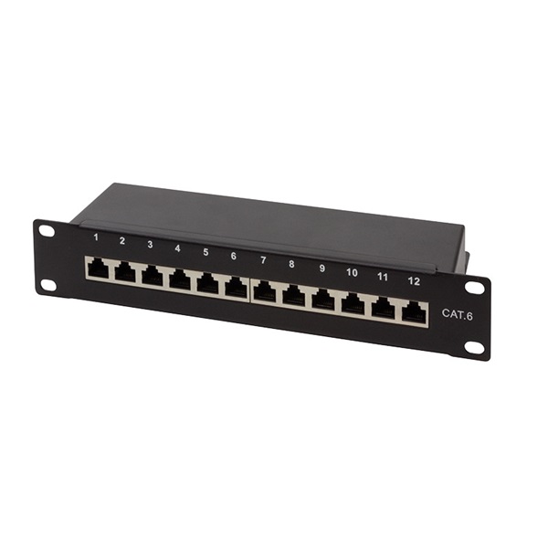 Logilink NP0046 Cat.6 patch panel 12-port 10", STP, fekete