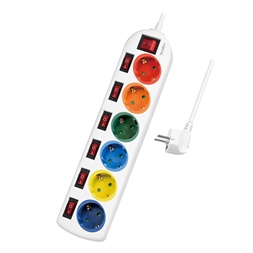 Logilink LPS259 Elosztó 6-os 7 kapcsolóval, 6x CEE 7/3, többszínű